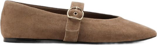 Mango Buckle Suede Ballerina Beige 40