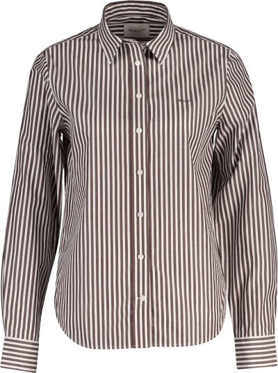 Gant Reg Classic Poplin Striped Shirt   DEEP BROWN   46