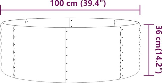 vidaXL Plantekasse pulverlakkert stål 100x100x36 cm sølv
