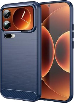Xiaomi 17 Pro Max Børstet TPU deksel   karbonfiber Blå