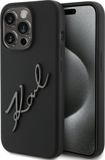 Karl Lagerfeld Silikon Karl Script Mobildeksel for iPhone 15 Pro - Svart