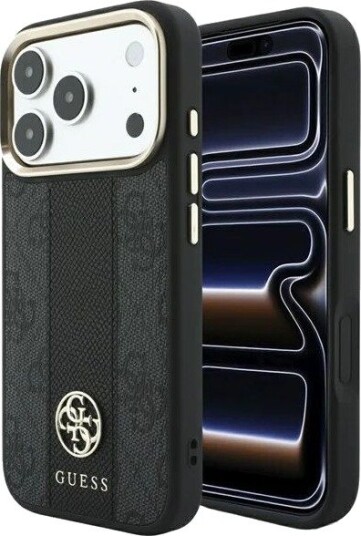 GUESS 4G with Stripe Round and Classic Logos MagSafe Case for iPhone 17 Pro / 18 Pro - Black