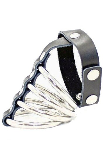 Ohmama Fetish Leather Strap Metal Cock Ring