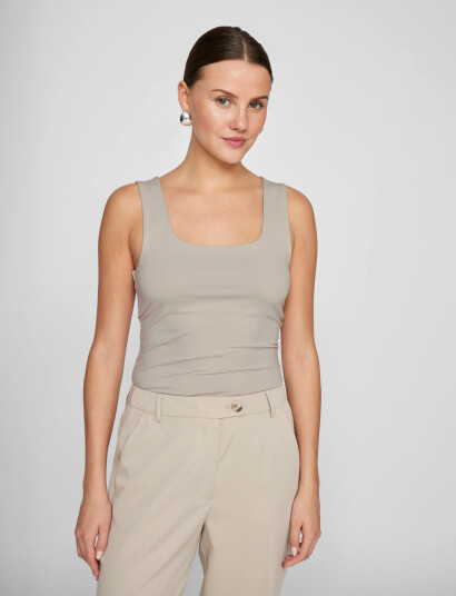 Vila Vikenza U Neck S/L Tank Top Rev Noos Beige S Vila Vikenza U Neck S/L Tank Top Rev Noos Beige S