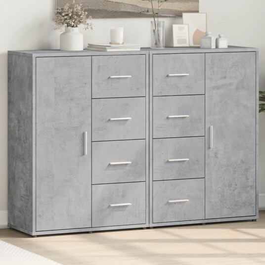 Skjenker 2 stk betonggrå 60x31x84 cm konstruert tre 8721102594731