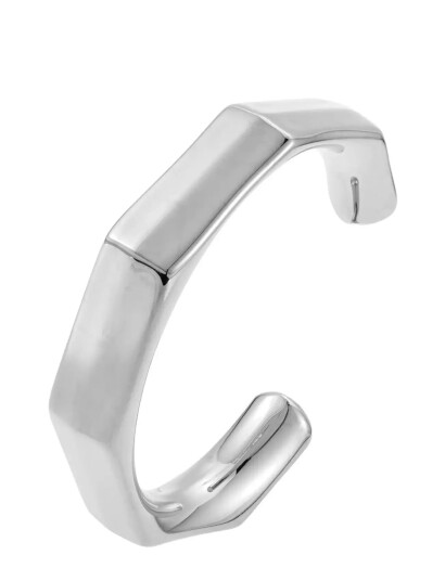 By Jolima Edgy C Shape Bangle Silver ONE SIZE 6 cm By Jolima Edgy C Shape Bangle Silver ONE SIZE 6 cm