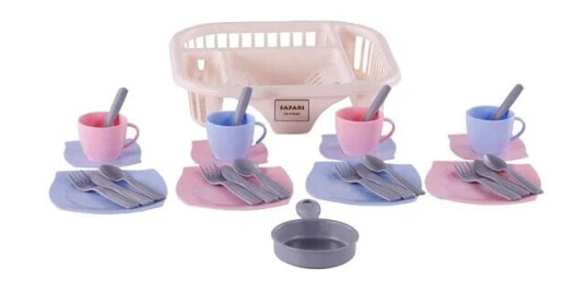 Cavallino Toys Cavallino Crockery with Dishwashing Rack Pink 30pcs.