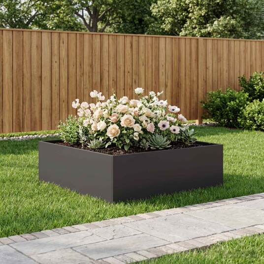 vidaXL Hageblomsterpotte Svart 100 x 100 x 30 cm Kaldvalsestål