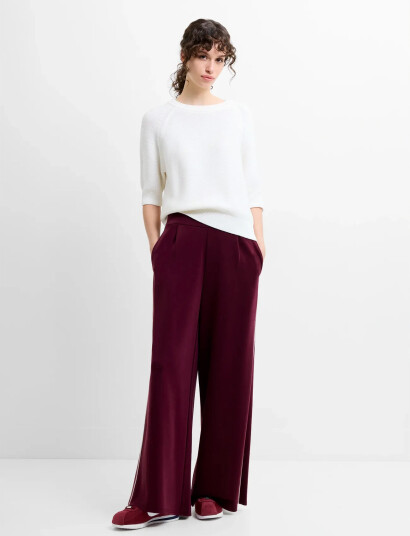 French Connection Wren Side Stripe Wide Leg Trsr Burgundy L French Connection Wren Side Stripe Wide Leg Trsr Burgundy L