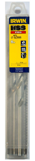 Irwin HSS PRO Spiralbor DIN240 12 mm 5-pakning Maskintilbehør