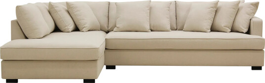 Rossita 4 seters Venstrevendt L formet Dyp Sjeselongsofa med Hel Pute i Bouclé Beige