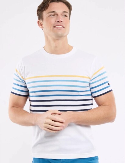 Armor Lux Placed Striped T Shirt White S