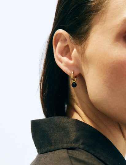 Edblad Aura Hoops S Gold/Black One Size   Gold   ONE SIZE