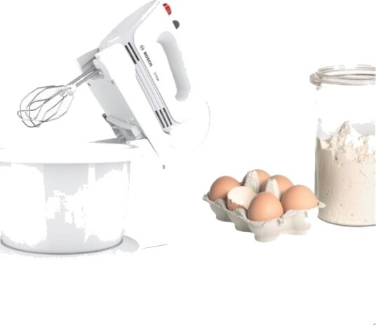 Bosch CleverMixx MFQ2600W Håndmikser med Turbo-funksjon og Bolle Hvit/Rød