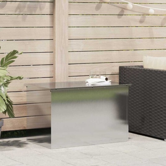 vidaXL Hageoppbevaringsputeeske Stål 80 x 50,5 x 50 cm 220 sølv