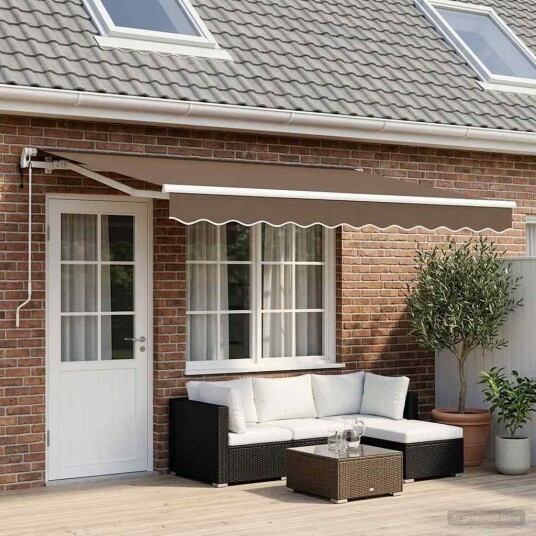 Uttrekkbar markise Gråbrun 4 × 3 m Stoff og Aluminium