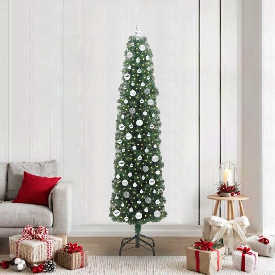 Kunstig juletre med 300 LED grønn 210 cm PVC og stål og plast