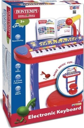 Bontempi 32-Tangenters Keyboard Med Mikrofon Og Krakk 3+ År Bontempi 32-Tangenters Keyboard Med Mikrofon Og Krakk 3+ År