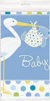 Plastduk Til Babyshower Blå Stork 