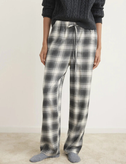Mango Check Flannel Trousers Grey M