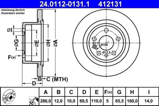 Bremseskive ATE 24.0112-0131.1