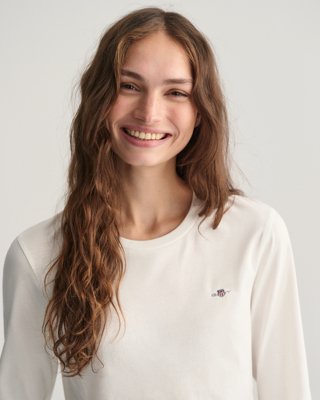 Langermet t-skjorte med logo WHITE M