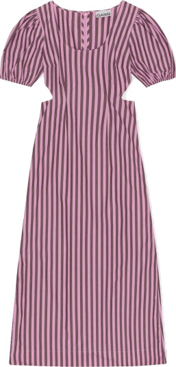 Ganni Stripe Cotton Cutout Dress Bonbon Ganni Stripe Cotton Cutout Dress Bonbon