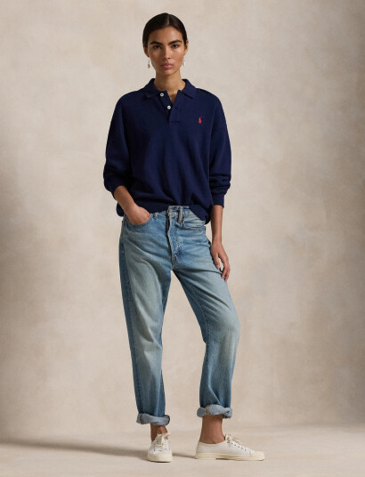 Polo Ralph Lauren Polo-Collar Fleece Pullover - Navy - S