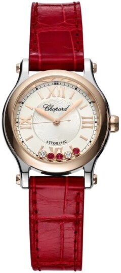 Chopard Dameklokke 278573 6026 Happy Sport Sølvfarget/Lær Ø30 mm
