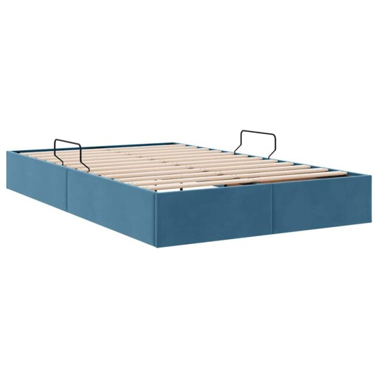 Seng med Oppbevaring med madrass Mørkeblå 120 x 200 cm Fløyel