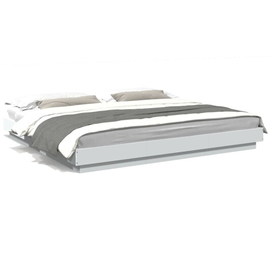  Sengeramme med LED-lys hvit 180x200 cm konstruert tre 8721102617157