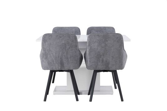 Venture Design Pluto & Rosie spisegruppe Grå/hvit 4 stoler & bord 120 x 90 cm