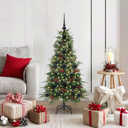  Kunstig sammensatt juletre med 150 LED grønn 120 cm PE og PVC