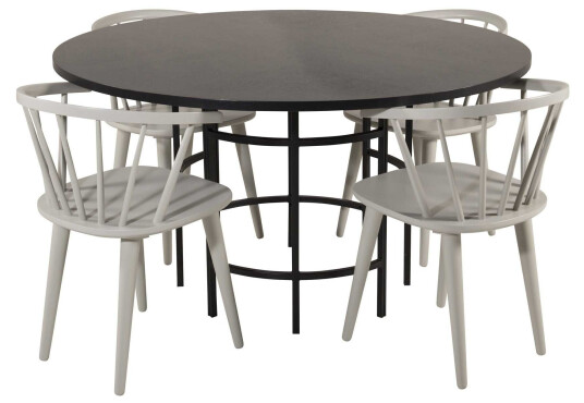 Venture Design Copenhagen & Bobby spisegruppe Svart/grå 4 st stoler & bord 140 cm