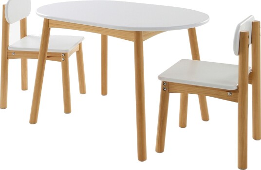 Jotex Oval Barnebord Med 2 Stoler Vit/furu HULTA 1778680010