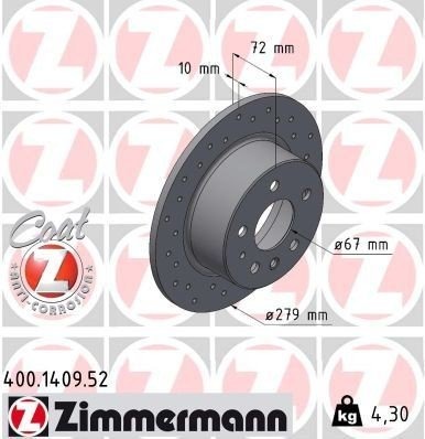 ZIMMERMANN 400.1409.52 Bremseskive ZIMMERMANN 400.1409.52 Bremseskive