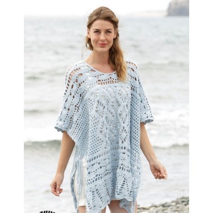 Graceful Mermaid by DROPS Design Poncho Hekleoppskrift str S XXXL