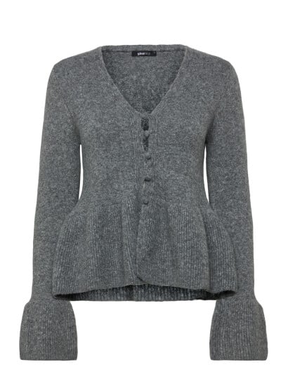 Gina Tricot Knitted Peplum Cardigan Grey S Gina Tricot Knitted Peplum Cardigan Grey S