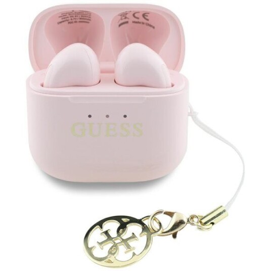 Guess Charm True Wireless øretelefoner med glanseffekt og klassisk logotrykk Rosa