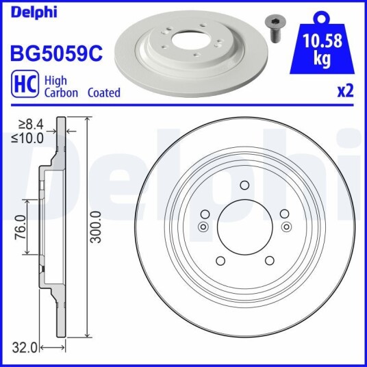 Bremseskive DELPHI BG5059C Bremseskive DELPHI BG5059C