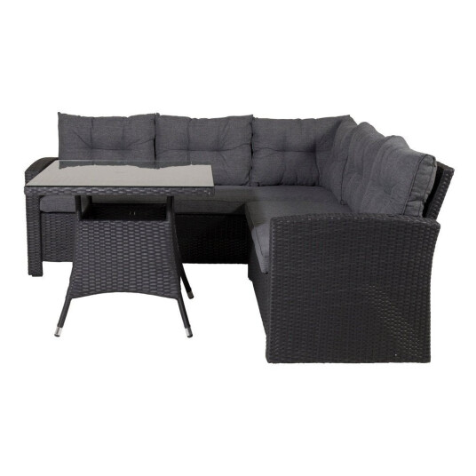 Venture Design Watford sofagruppe Svart med grå pute 3-seterende, 2-seterende & bord 80x80 cm Svart