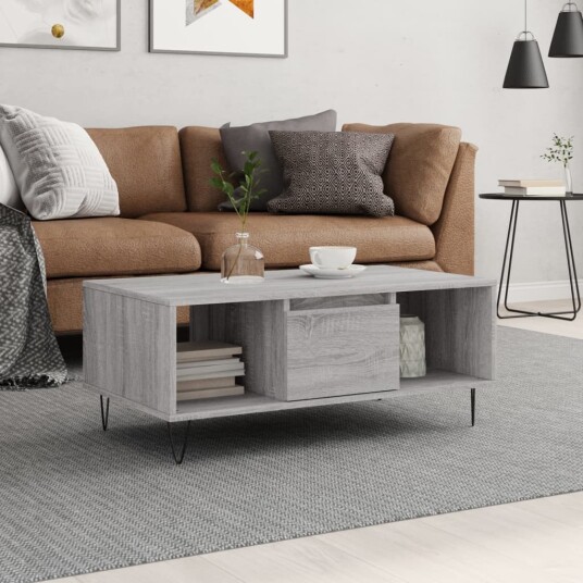 Salongbord grå sonoma 90x50x36,5 cm konstruert tre 8721012109773