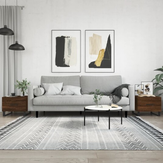  Salongbord 2 stk brun eik 50x50x40 cm konstruert tre 8720845429201