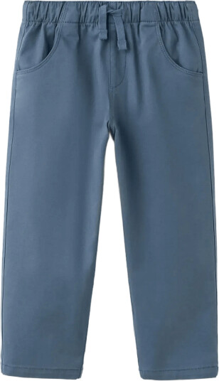 Mango Elastic Waist Cotton Trousers Blue 4 5