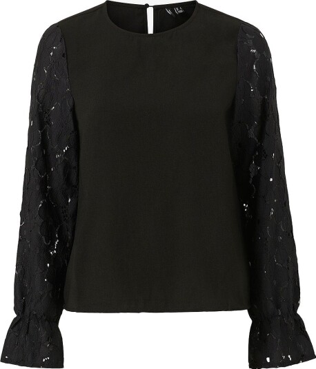 Vero Moda - Bluse vmSeja LS Lace Top Wvn - Svart