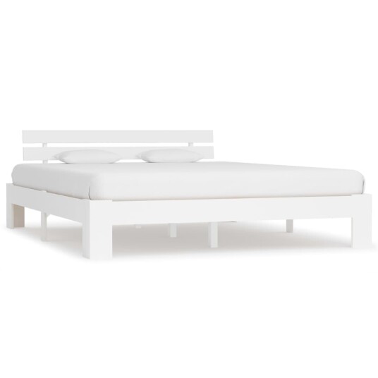 vidaXL Sengeramme hvit heltre furu 160x200 cm