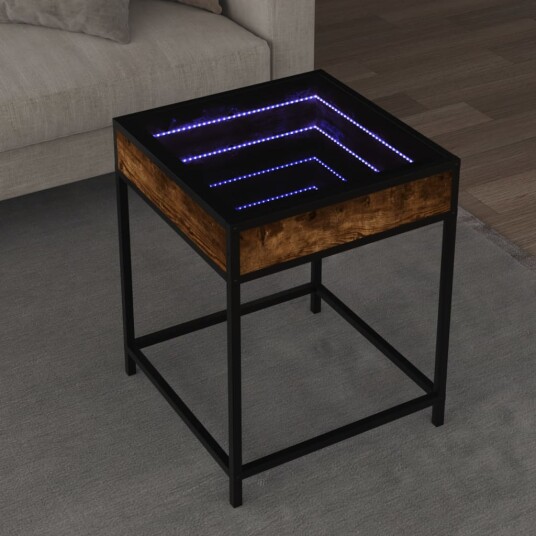 Salongbord med Infinity LED røkt eik 40x40x51 cm 847674