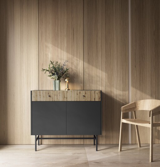 Francisca Kommode 104 cm   Svart/Eik