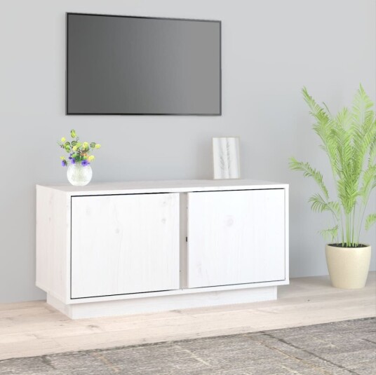 TV benk hvit 80x35x40,5 cm heltre furu