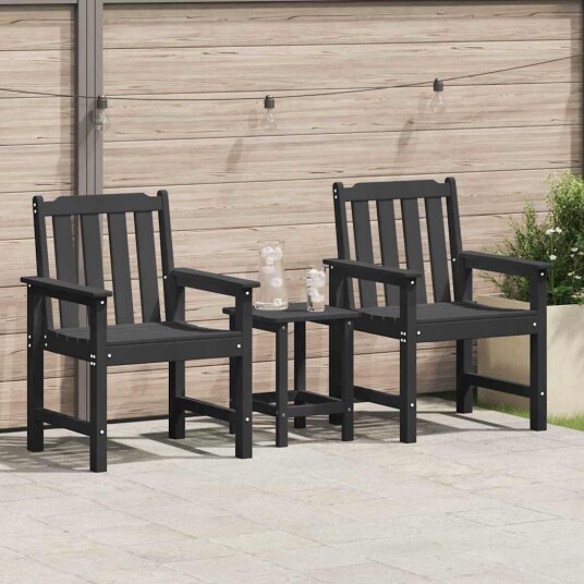 Hagemøbler 2 stk Svart HDPE Hagemøbler 2 stk Svart HDPE